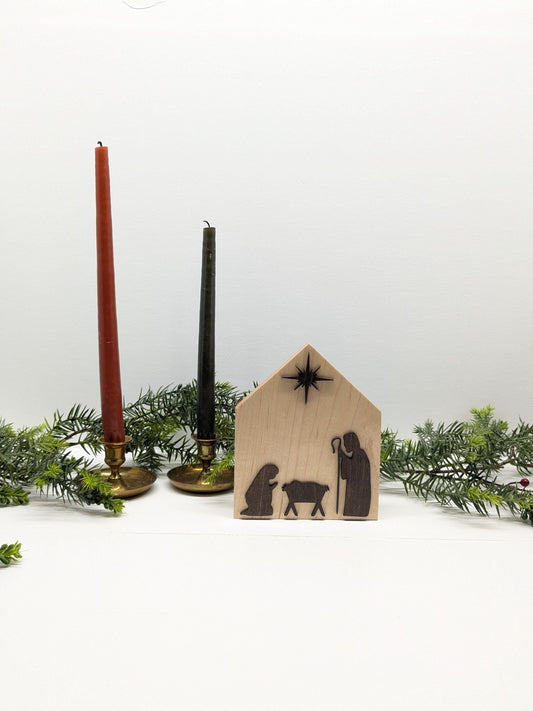 Handmade Wooden Nativity Scene: Christmas Decor