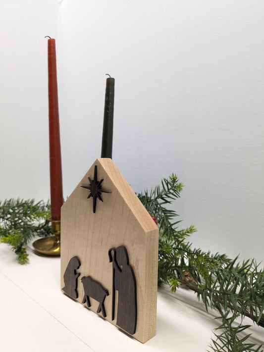 Handmade Wooden Nativity Scene: Christmas Decor