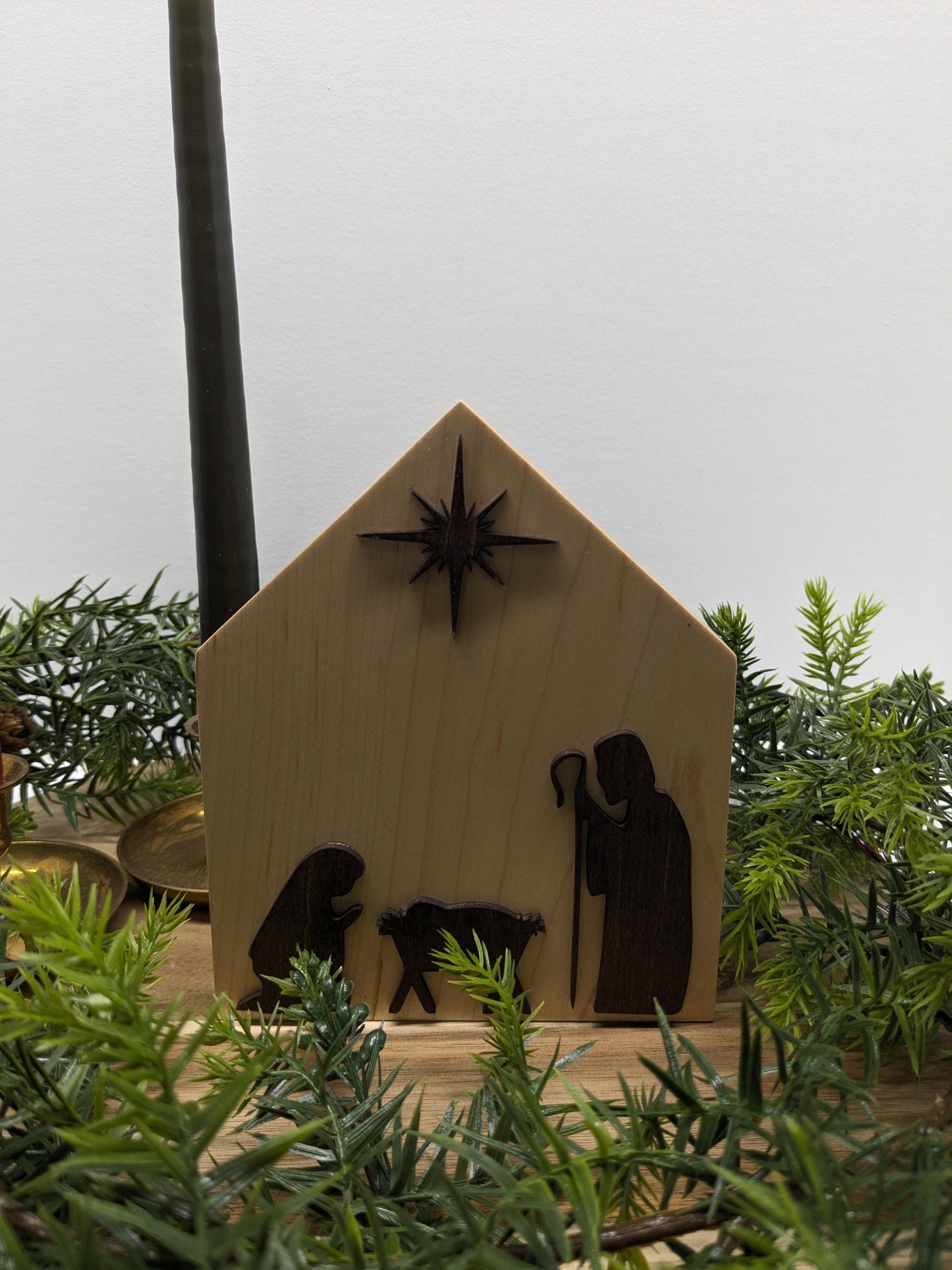 Handmade Wooden Nativity Scene: Christmas Decor