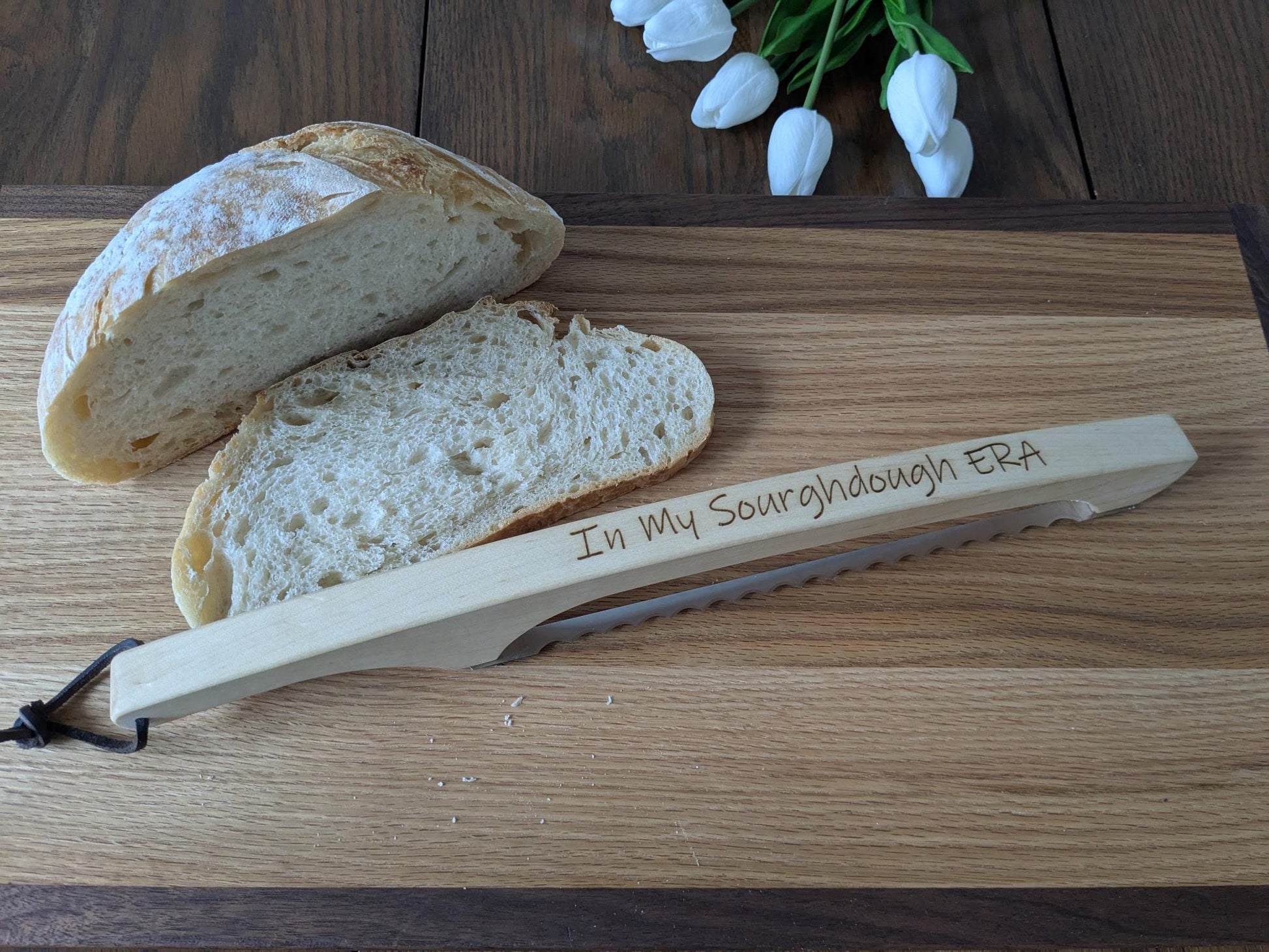 Personalized Wooden Bread knife. Add custom name or text.