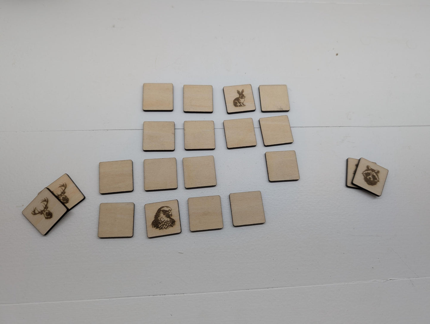 Engraved Wooden Animal Memory Game: Montessori Matching Toy with 3D Printed Storage