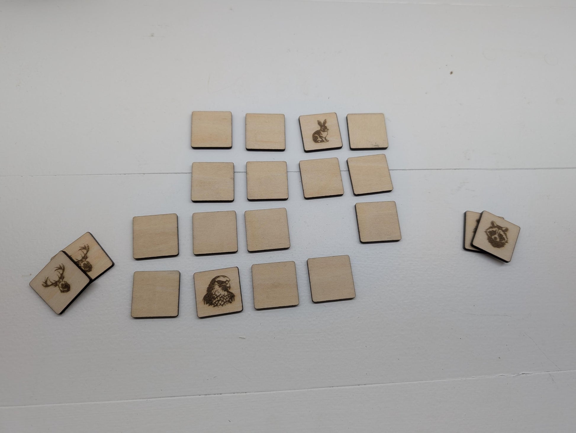 Engraved Wooden Animal Memory Game: Montessori Matching Toy with 3D Printed Storage