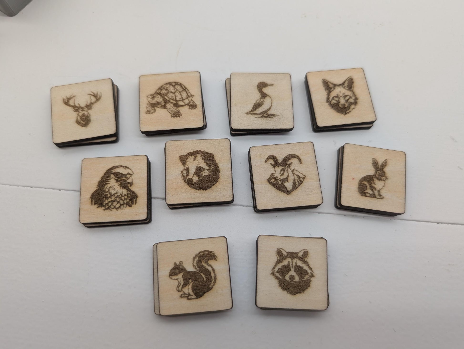 Engraved Wooden Animal Memory Game: Montessori Matching Toy with 3D Printed Storage