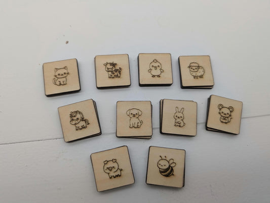 Engraved Wooden Animal Memory Game: Montessori Matching Toy with 3D Printed Storage