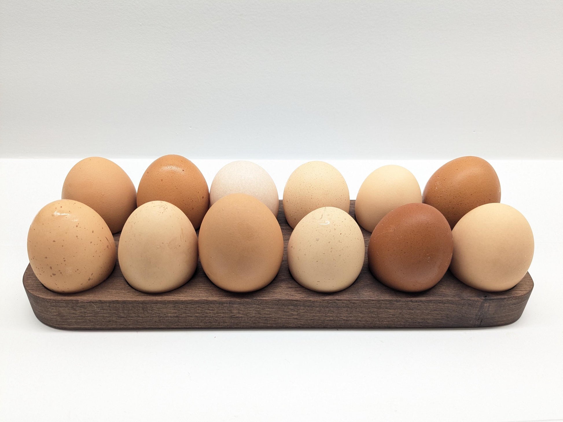 4 or 12 Egg Wooden Holder – Solid Walnut & Maple – Farmhouse Fresh Egg Storage