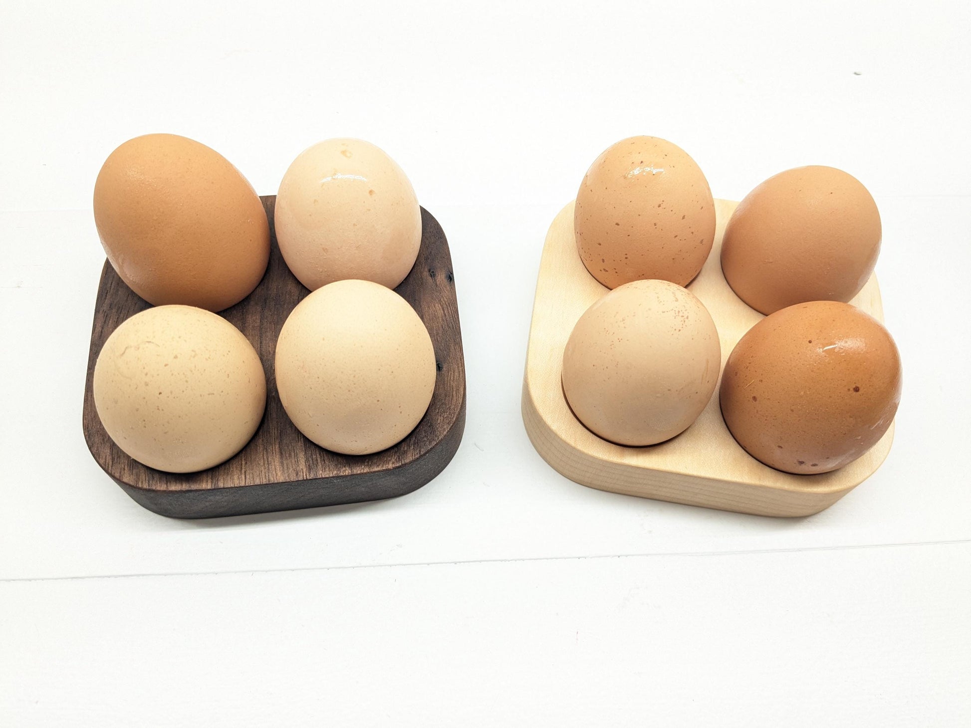 4 or 12 Egg Wooden Holder – Solid Walnut & Maple – Farmhouse Fresh Egg Storage