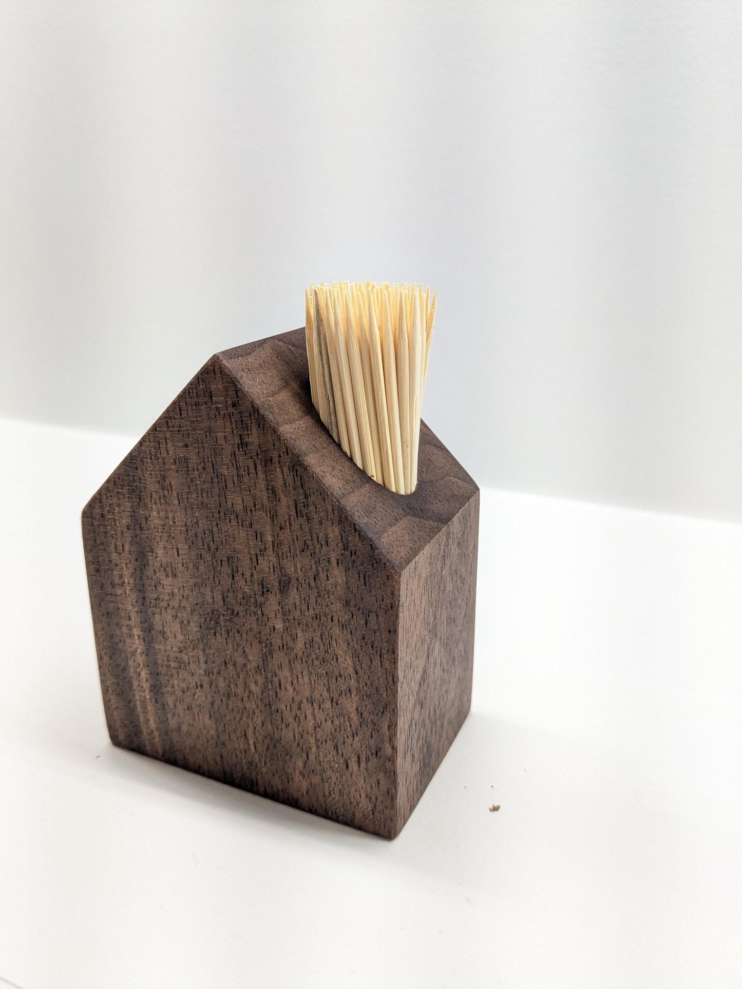 Modern Walnut Toothpick Holder – Minimalist Wooden House Design.
