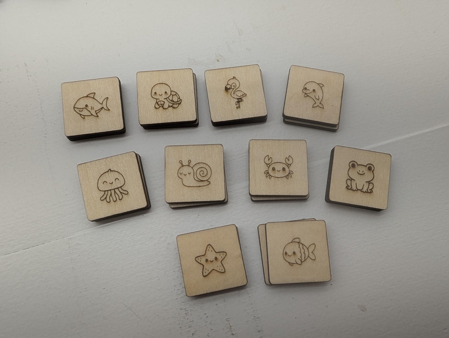 Engraved Wooden Animal Memory Game: Montessori Matching Toy with 3D Printed Storage