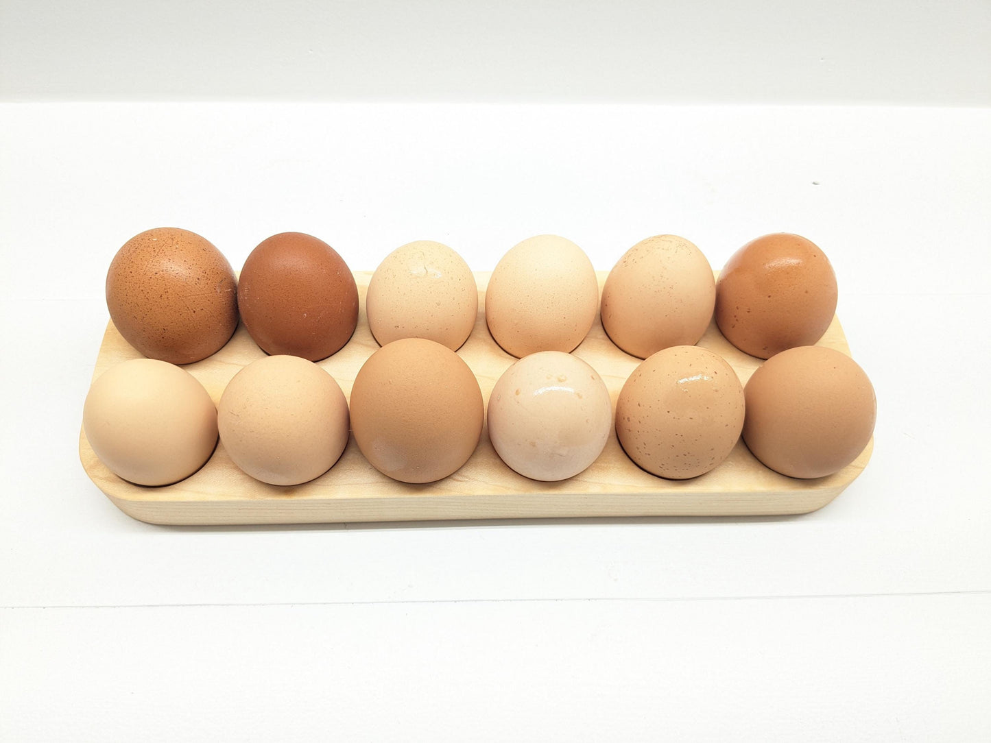 4 or 12 Egg Wooden Holder – Solid Walnut & Maple – Farmhouse Fresh Egg Storage