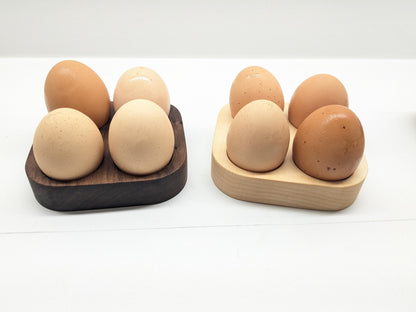 4 or 12 Egg Wooden Holder – Solid Walnut & Maple – Farmhouse Fresh Egg Storage