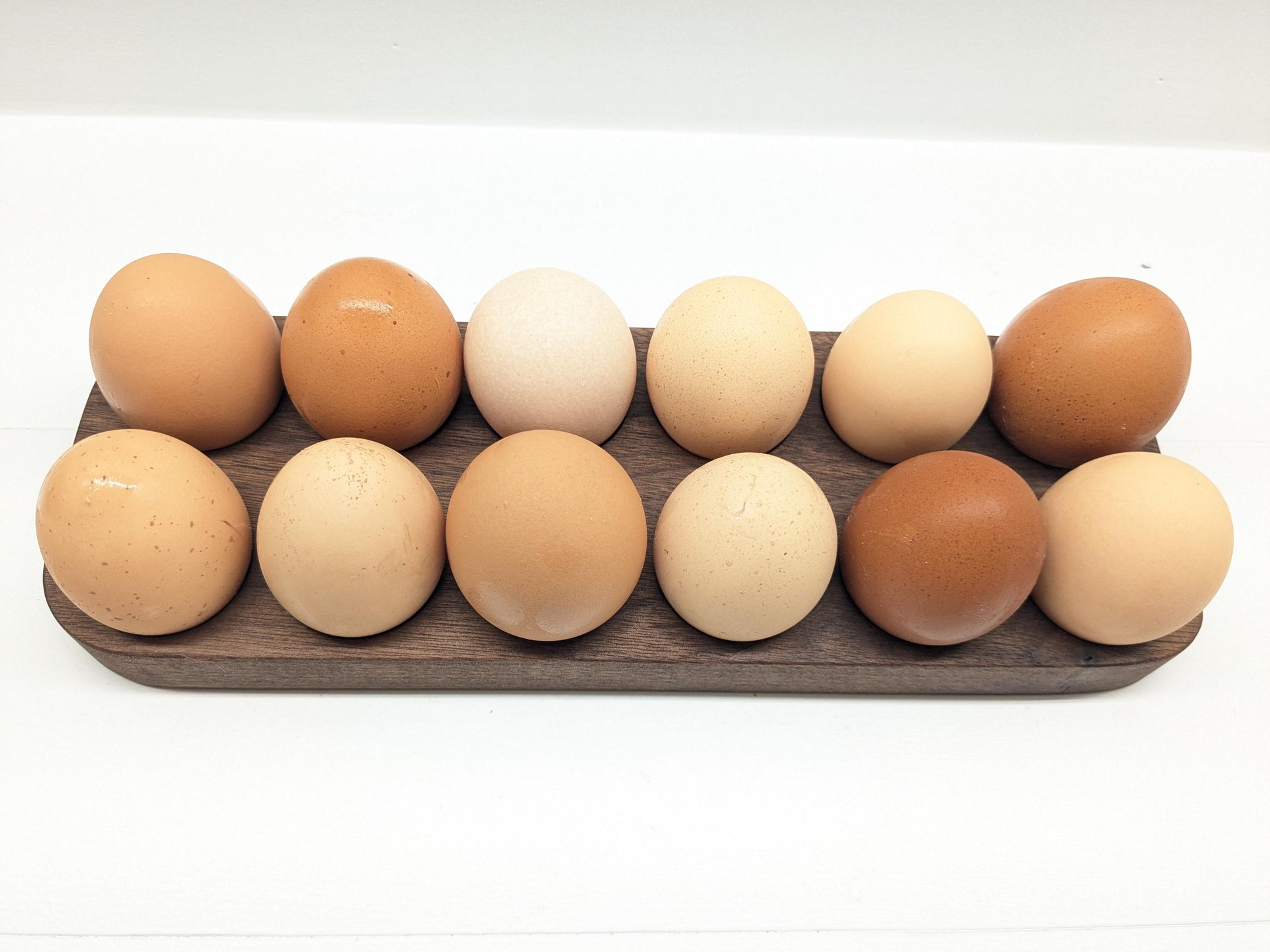 4 or 12 Egg Wooden Holder – Solid Walnut & Maple – Farmhouse Fresh Egg Storage