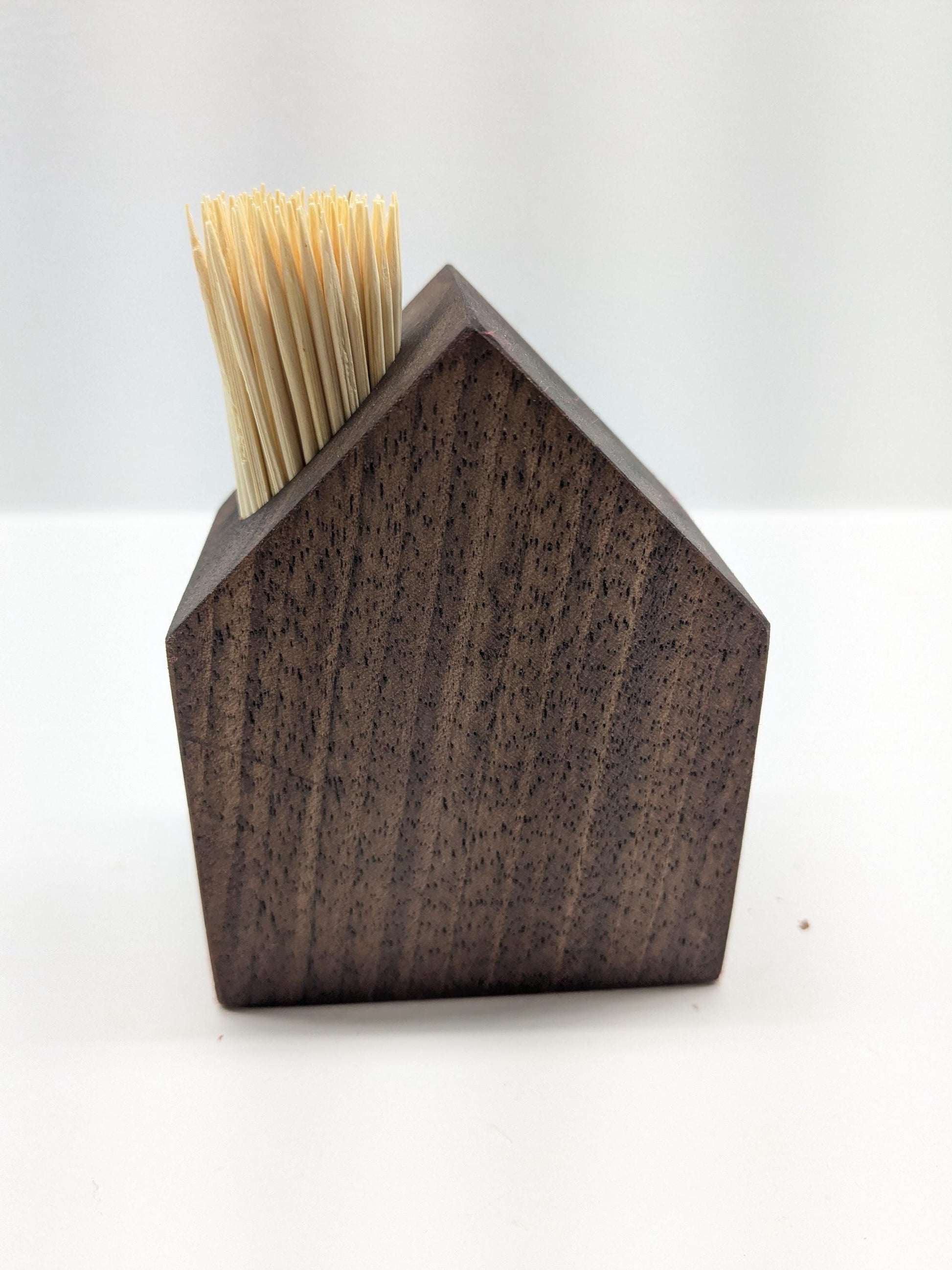 Modern Walnut Toothpick Holder – Minimalist Wooden House Design.